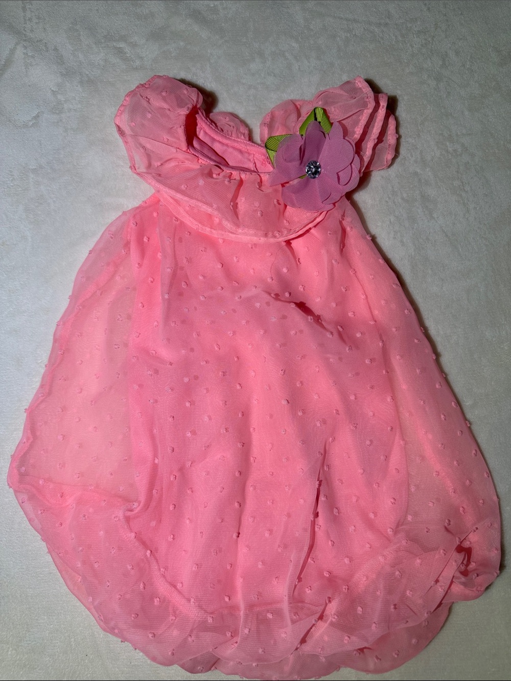 Little Lass Pink Dot Chiffon Baby One-Piece with Flower